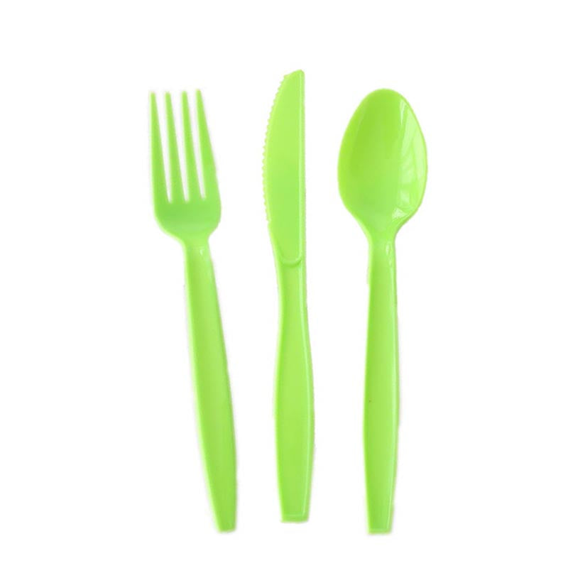Reusable Plastic Cutlery 50Pcs LIME GREEN