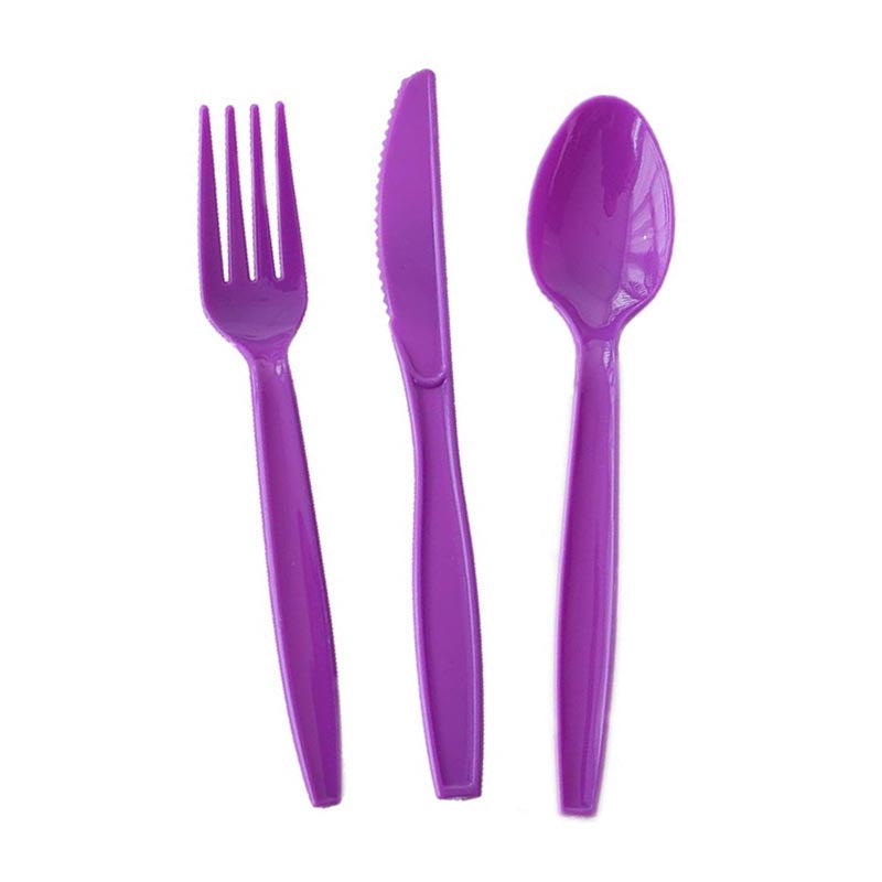 Reusable Plastic Cutlery 50Pcs PURPLE