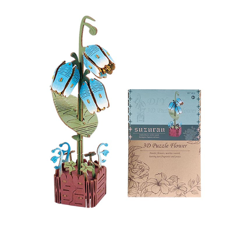 Suzuran 3D Flower Wooden Puzzles DIY Laser-Precise Wooden Flowers Model Kit