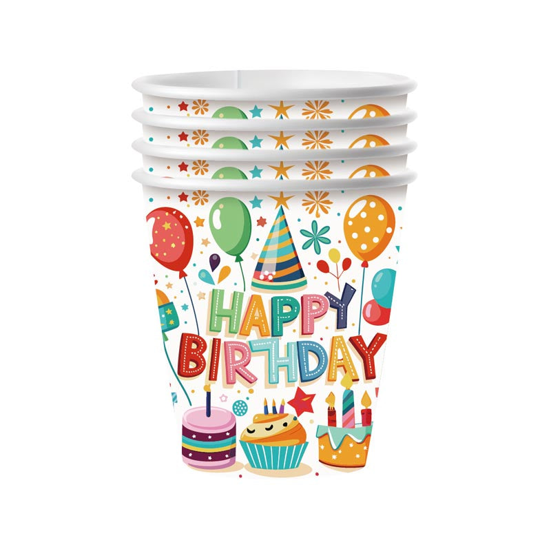 Colorful Happy Birthday 9oz Cup 50Pcs