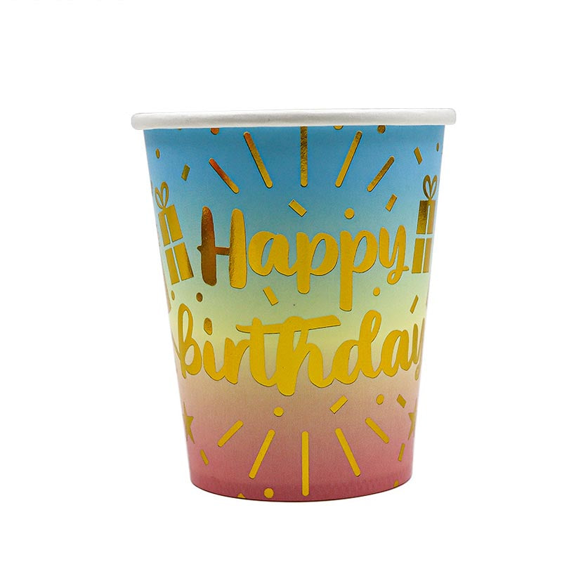 Happy Birthday Rainbow 9oz Cup 50Pcs