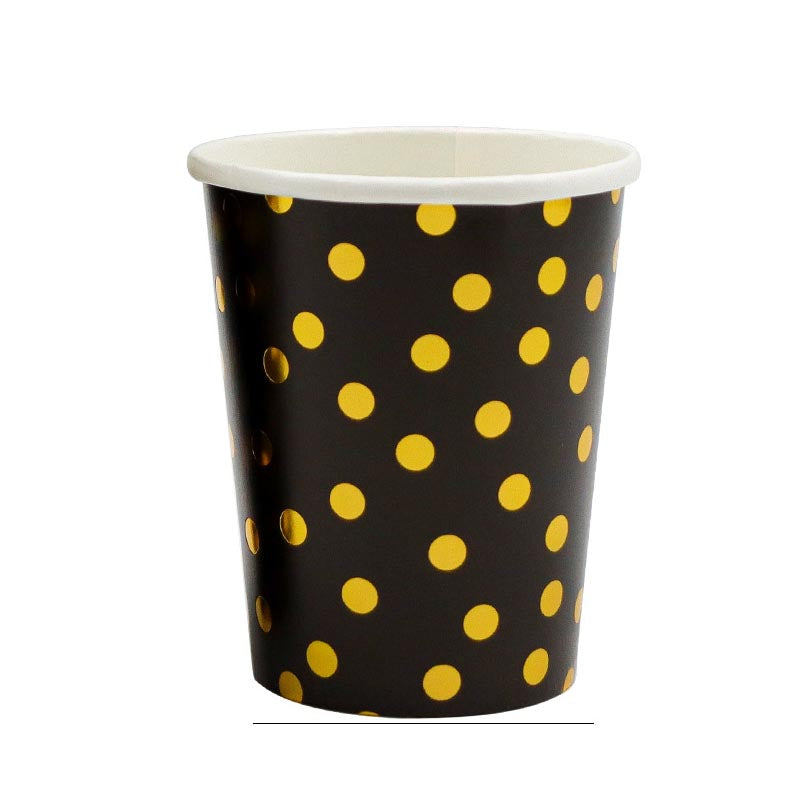 Black and Golden Dots 9oz Cup 50Pcs