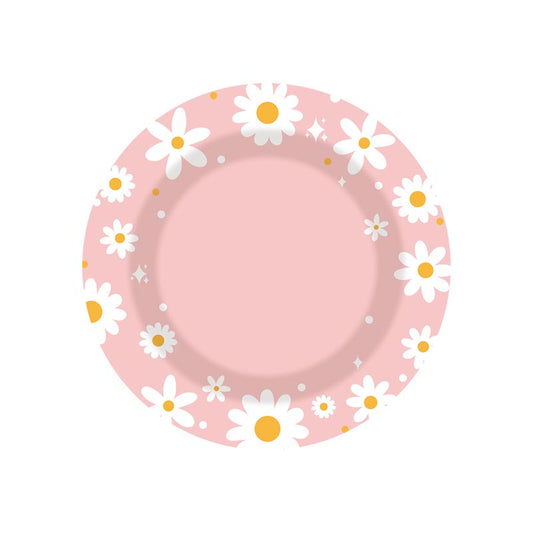 Pink Daisy Flowers 7"/ 9" Paper Plates 150Pcs / 80Sets