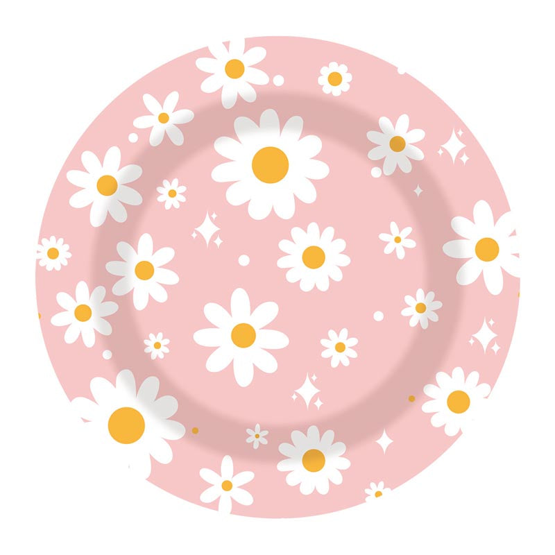 Pink Daisy Flowers 7"/ 9" Paper Plates 150Pcs / 80Sets