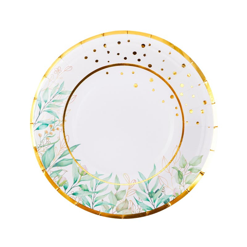 Green Leaf Pattern 7"/ 9" Paper Plates 50Pcs / 30Sets