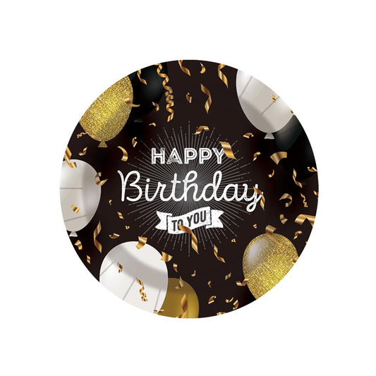 Black and Gold Happy Birthday 7"/ 9" Plates 50Pcs / 30Sets