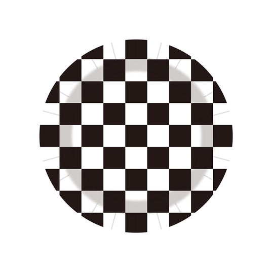 Checkered Black and White 7"/ 9" Paper Plates 50Pcs / 30Sets