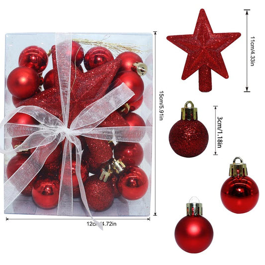 3cm Christmas Balls Ornament with Star 30 Pcs