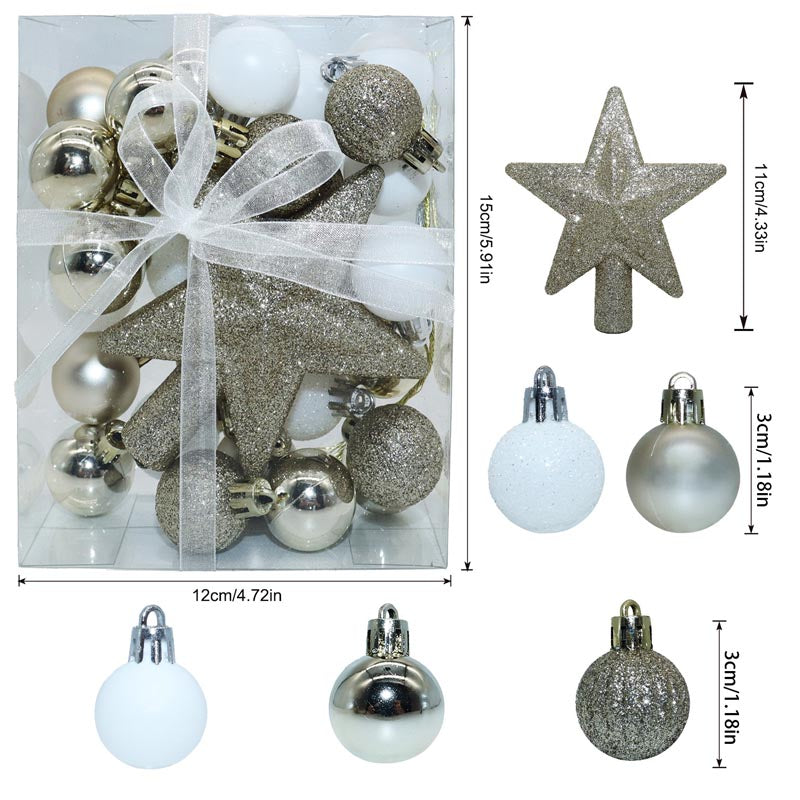 3cm Christmas Balls Ornament with Star 30 Pcs
