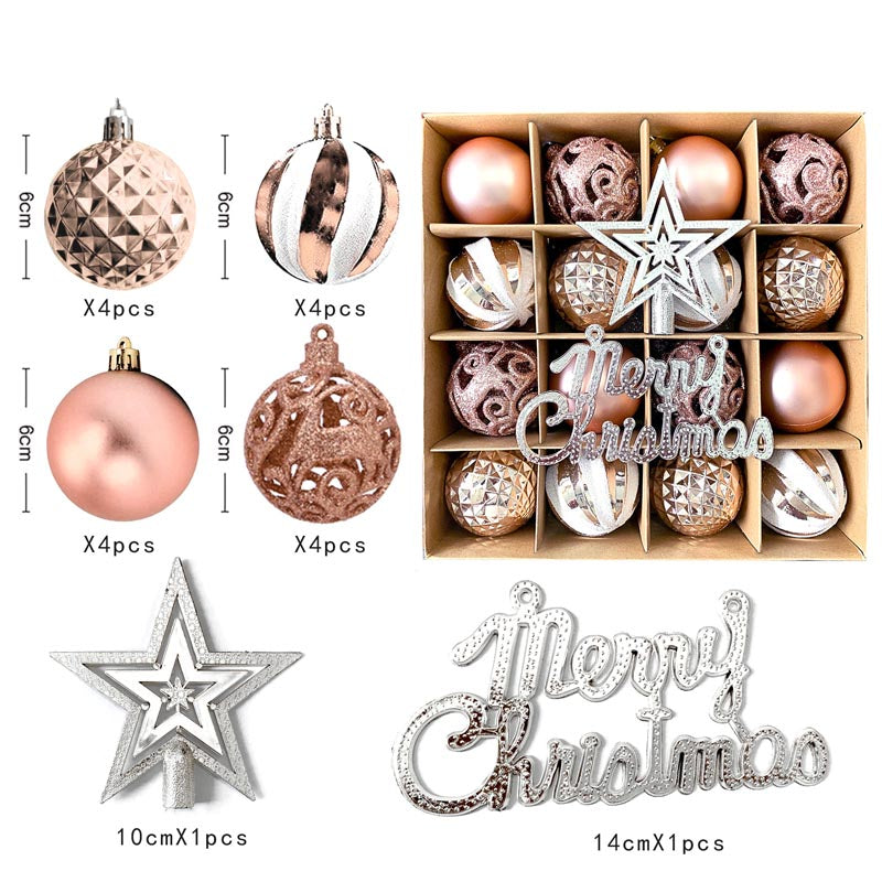 Christmas Balls Ornament with Merry Christmas Hanging Set 18Pcs