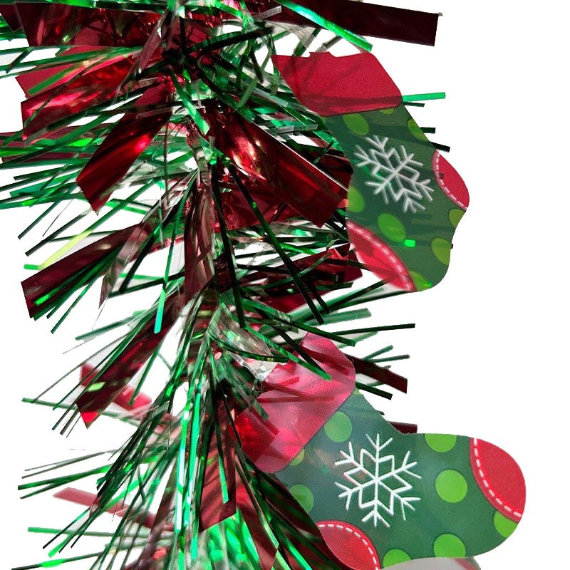 Christmas Metallic Tinsel Garland Santa Claus /Snowman /Christmas Sock /Gingerbread Man