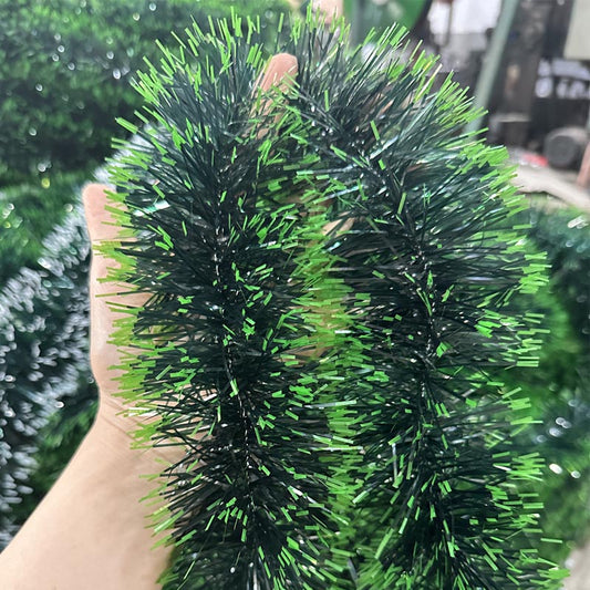 Green Christmas Metallic Tinsel Garland Thickened 5 Layers 6m/12m