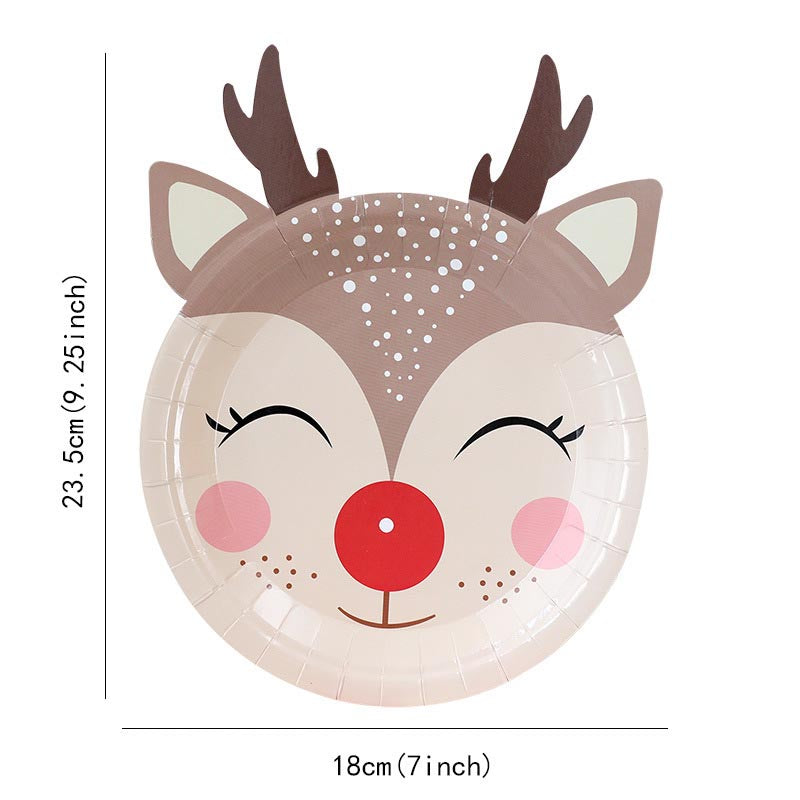 Christmas reindeer disposable paper plate for Christmas party