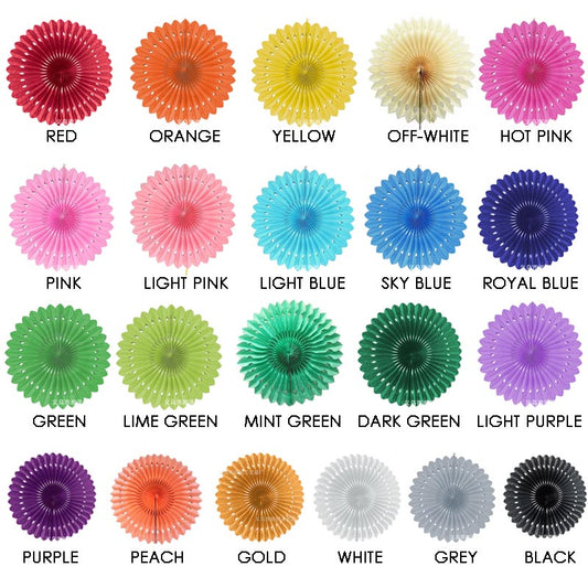 Colorful Paper Fans 8"/10"/12" (Choose Your Own)
