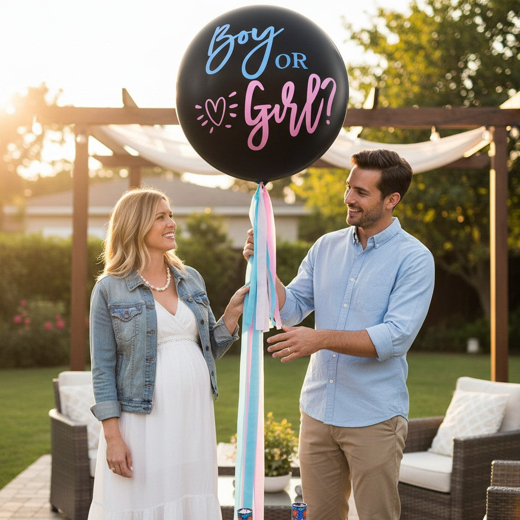 36 Inch Gender Reveal Confetti Balloons with Pink and Blue Confetti
