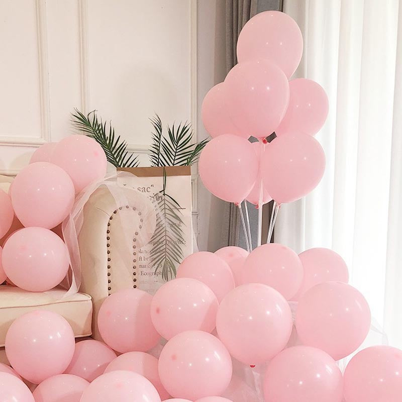 Light pink matte thickened round latex party balloons for birthday, wedding, graduation, baby shower, engagement, anniversary decorations.
