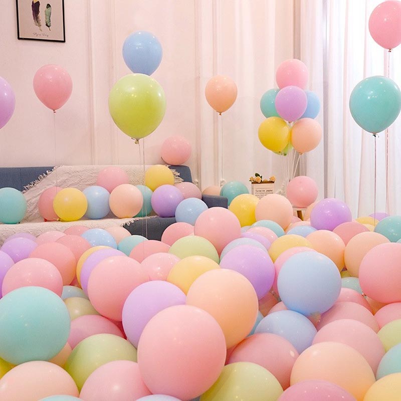 Macaroon color thickened round latex party balloons for birthday, wedding, graduation, baby shower, engagement, anniversary decorations.