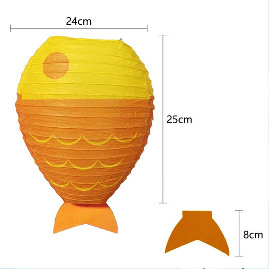 25cm Blue Yellow Green Fish Paper Lanterns One Set 3Pcs