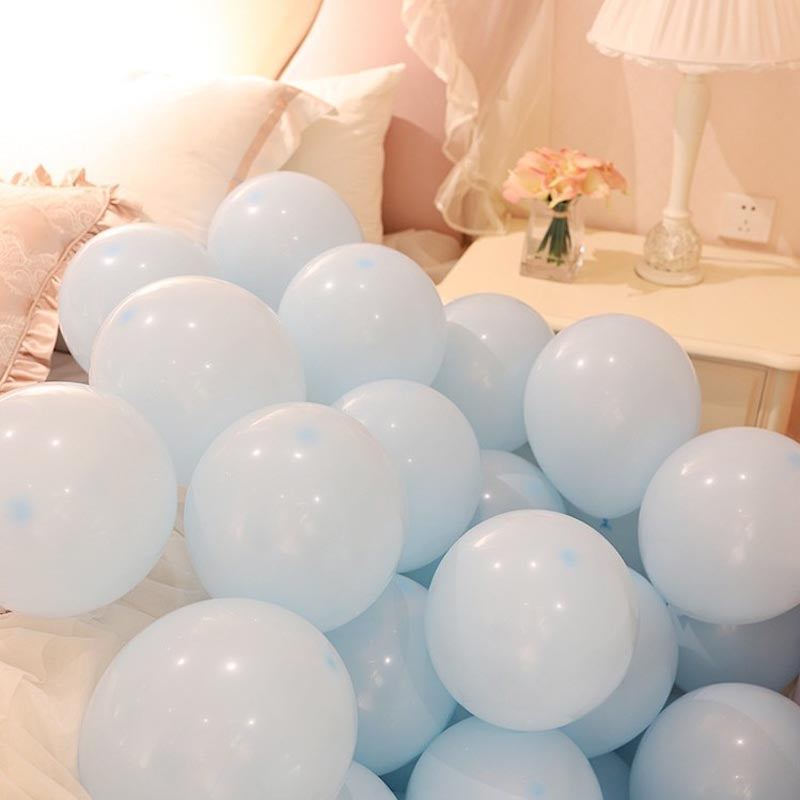 Pastel blue thickened round latex party balloons for birthday, wedding, graduation, baby shower, engagement, anniversary decorations.