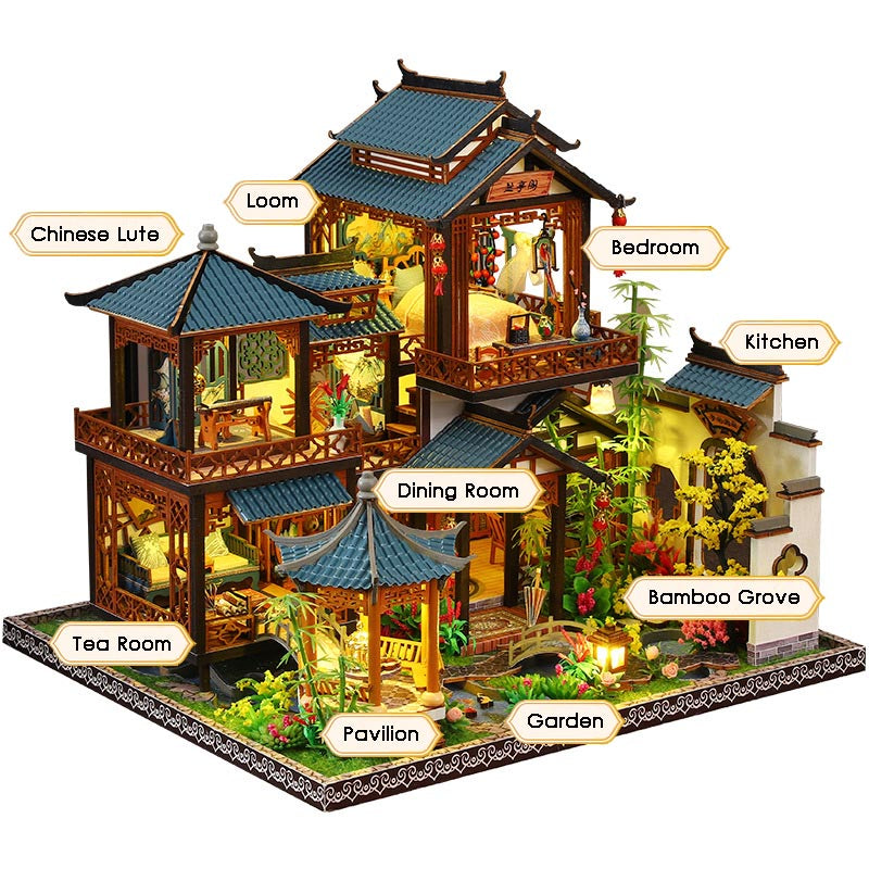 Chinese Ancient Villa | DIY Miniature House Kit 3D Wooden Model DIY Gift Puzzle
