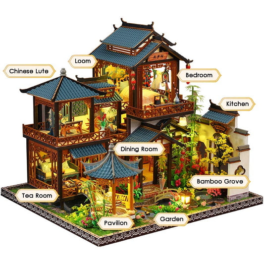 Chinese Ancient Villa | DIY Miniature House Kit 3D Wooden Model DIY Gift Puzzle