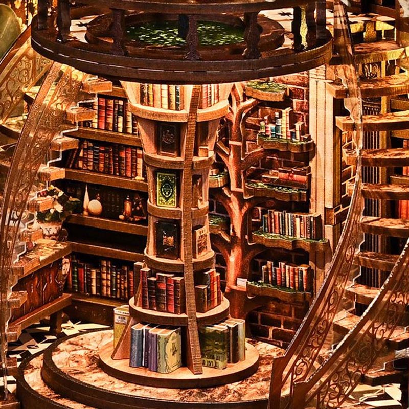 Wisdom Rings Bookstore | DIY Book Nook Miniature House Kit 3D Wooden Model DIY Gift Puzzle