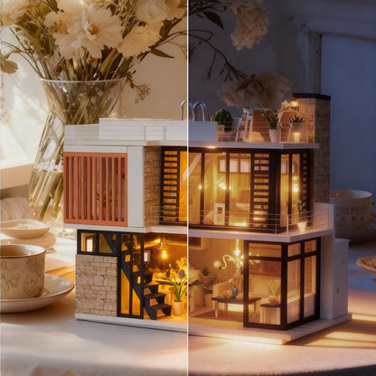 Two-story Vacation Villa | DIY Miniature House Kit 3D Wooden Model DIY Gift Puzzle