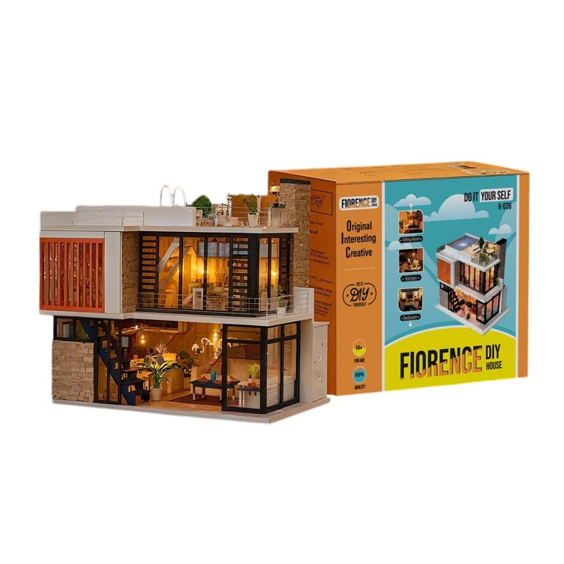 Two-story Vacation Villa | DIY Miniature House Kit 3D Wooden Model DIY Gift Puzzle