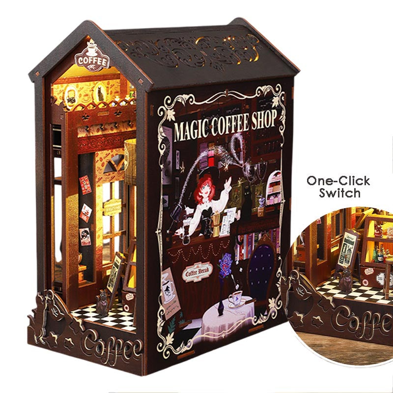 Magic Coffee Shop | DIY Book Nook Miniature House Kit 3D Wooden Model DIY Gift Puzzle