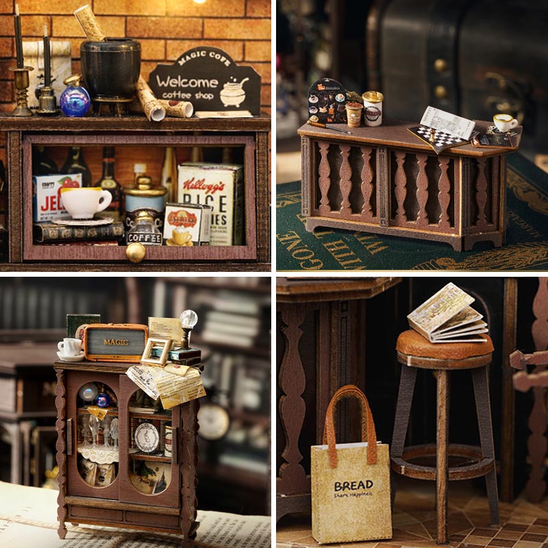 Classic Magic Coffee Shop | DIY Miniature House Kit 3D Wooden Model DIY Gift Puzzle