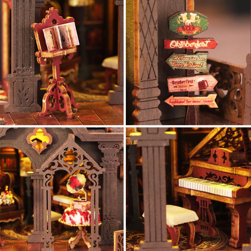 Coffee Bookstore | DIY  Miniature House Kit 3D Wooden Model DIY Gift Puzzle