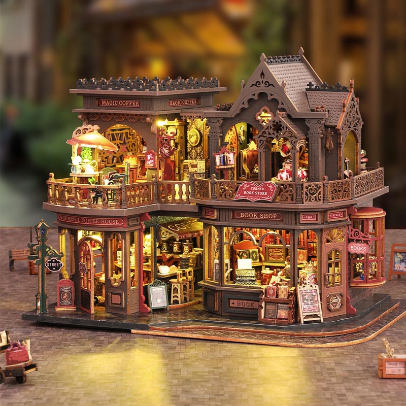 Coffee Bookstore | DIY  Miniature House Kit 3D Wooden Model DIY Gift Puzzle