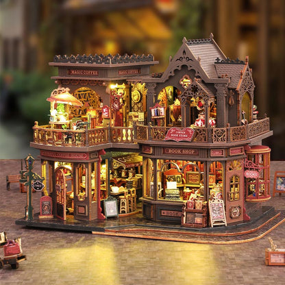 Coffee Bookstore | DIY  Miniature House Kit 3D Wooden Model DIY Gift Puzzle