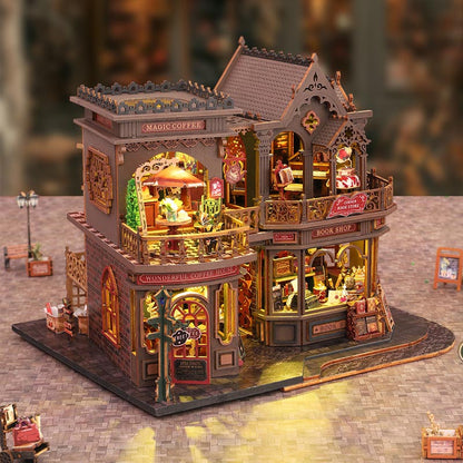 Coffee Bookstore | DIY  Miniature House Kit 3D Wooden Model DIY Gift Puzzle
