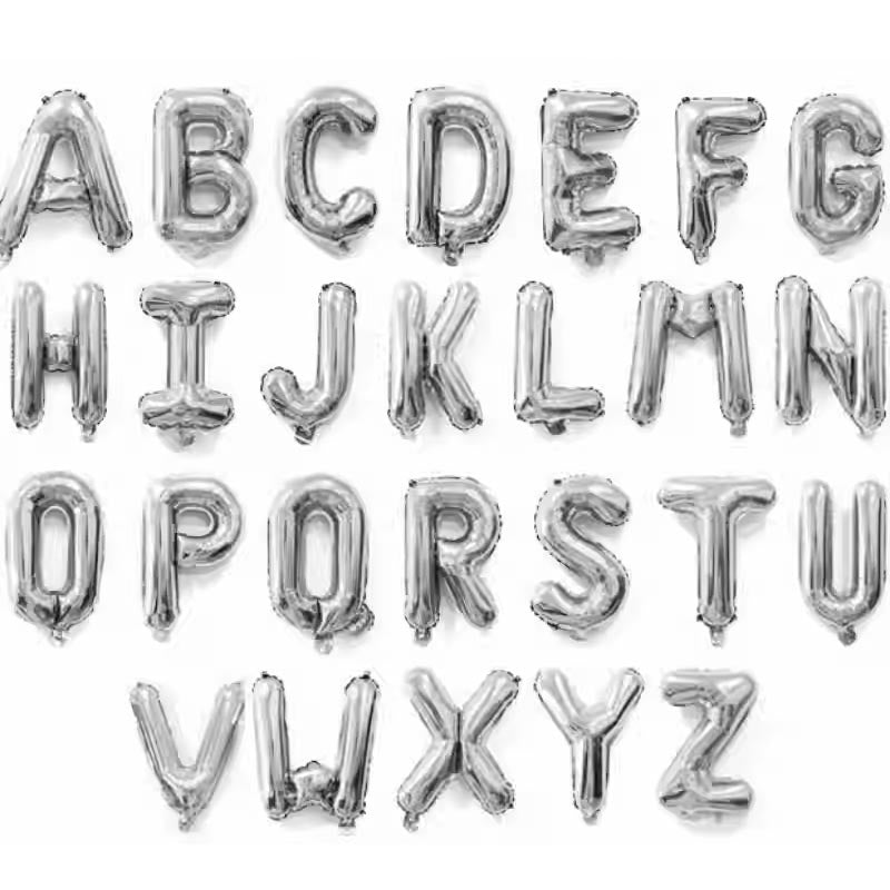 16 Inch 32 Inch foil alphabet letter balloons A-Z silver color for parties, wedding, engagement, anniversary,  graduation. birthday, baby shower