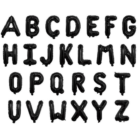 16 Inch foil alphabet letter balloons A-Z black color for parties, wedding, engagement, anniversary,  graduation. birthday, baby shower