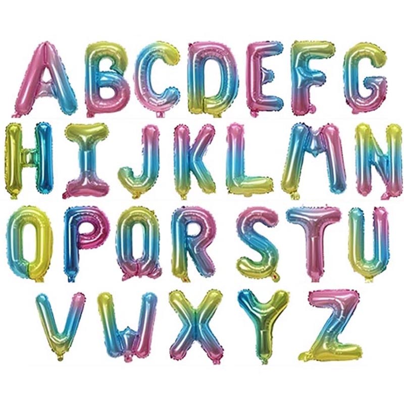16 Inch foil alphabet letter balloons A-Z rainbow color for parties, wedding, engagement, anniversary,  graduation. birthday, baby shower