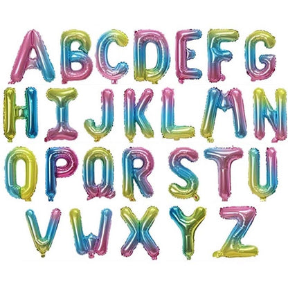 16 Inch foil alphabet letter balloons A-Z rainbow color for parties, wedding, engagement, anniversary,  graduation. birthday, baby shower