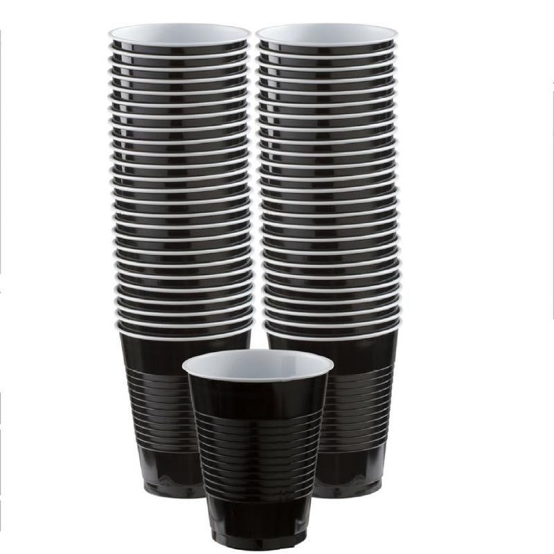 16oz black colored party plastic cup for parties, colour theme parties. 