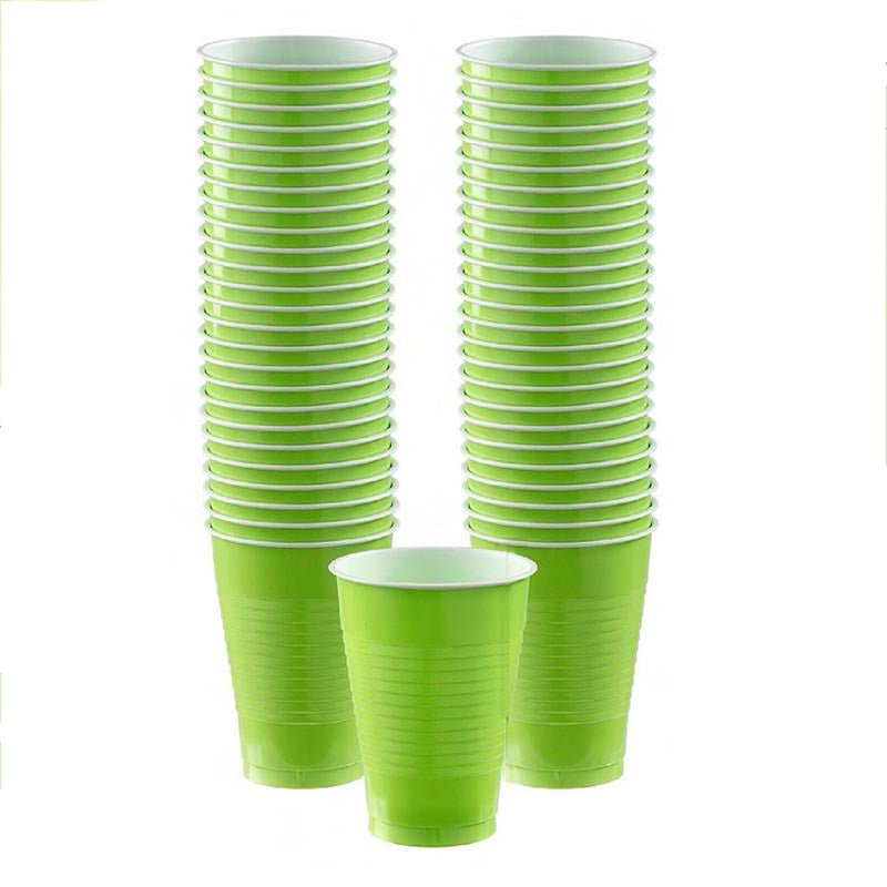 16oz lime green colored party plastic cup for parties, colour theme parties. 
