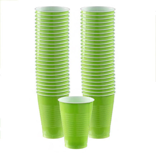 16oz lime green colored party plastic cup for parties, colour theme parties. 