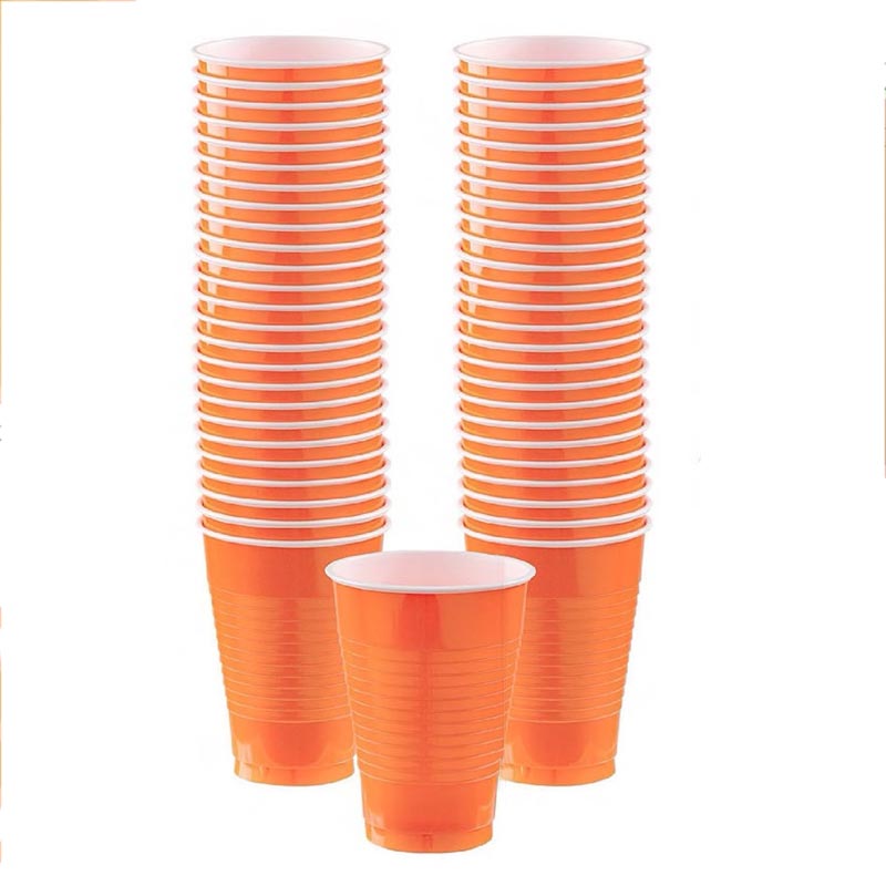 16oz orange colored party plastic cup for parties, colour theme parties. 