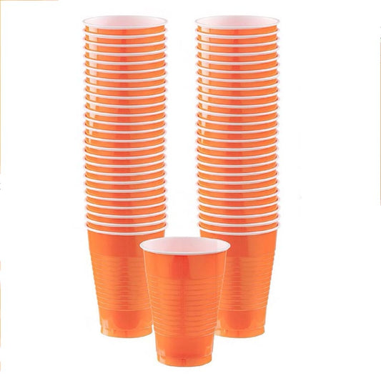 16oz orange colored party plastic cup for parties, colour theme parties. 