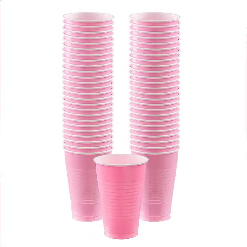 16oz pink colored party plastic cup for parties, colour theme parties. 