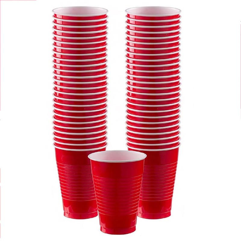 16oz red colored party plastic cup for parties, colour theme parties. 