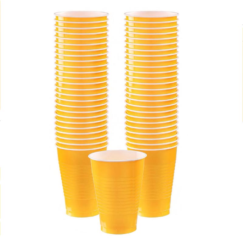 16oz yellow colored party plastic cup for parties, colour theme parties. 
