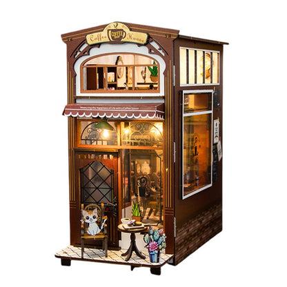 Coffee Café Cat Café | DIY Book Nook Miniature House Kit 3D Wooden Model DIY Gift Puzzle