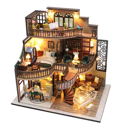 Three-story House | DIY Miniature House Kit 3D Wooden Model DIY Gift Puzzle