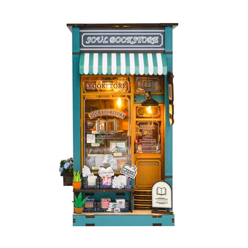 Soul Bookstore | DIY Book Nook Miniature House Kit 3D Wooden Model DIY Gift Puzzle
