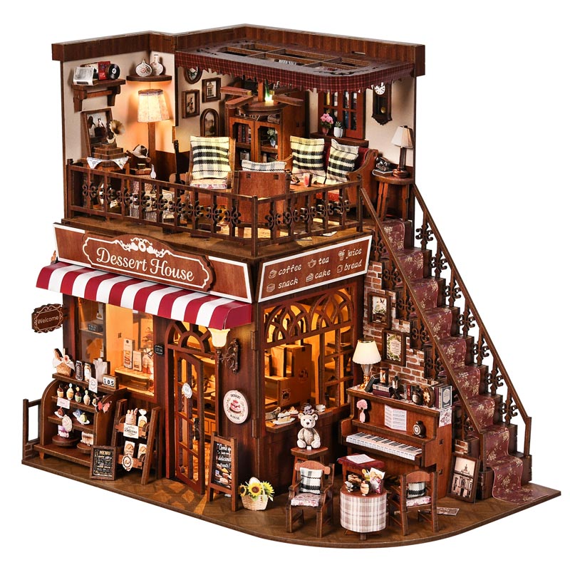 Corner Dessert House | DIY Book Nook Miniature House Kit 3D Wooden Model DIY Gift Puzzle